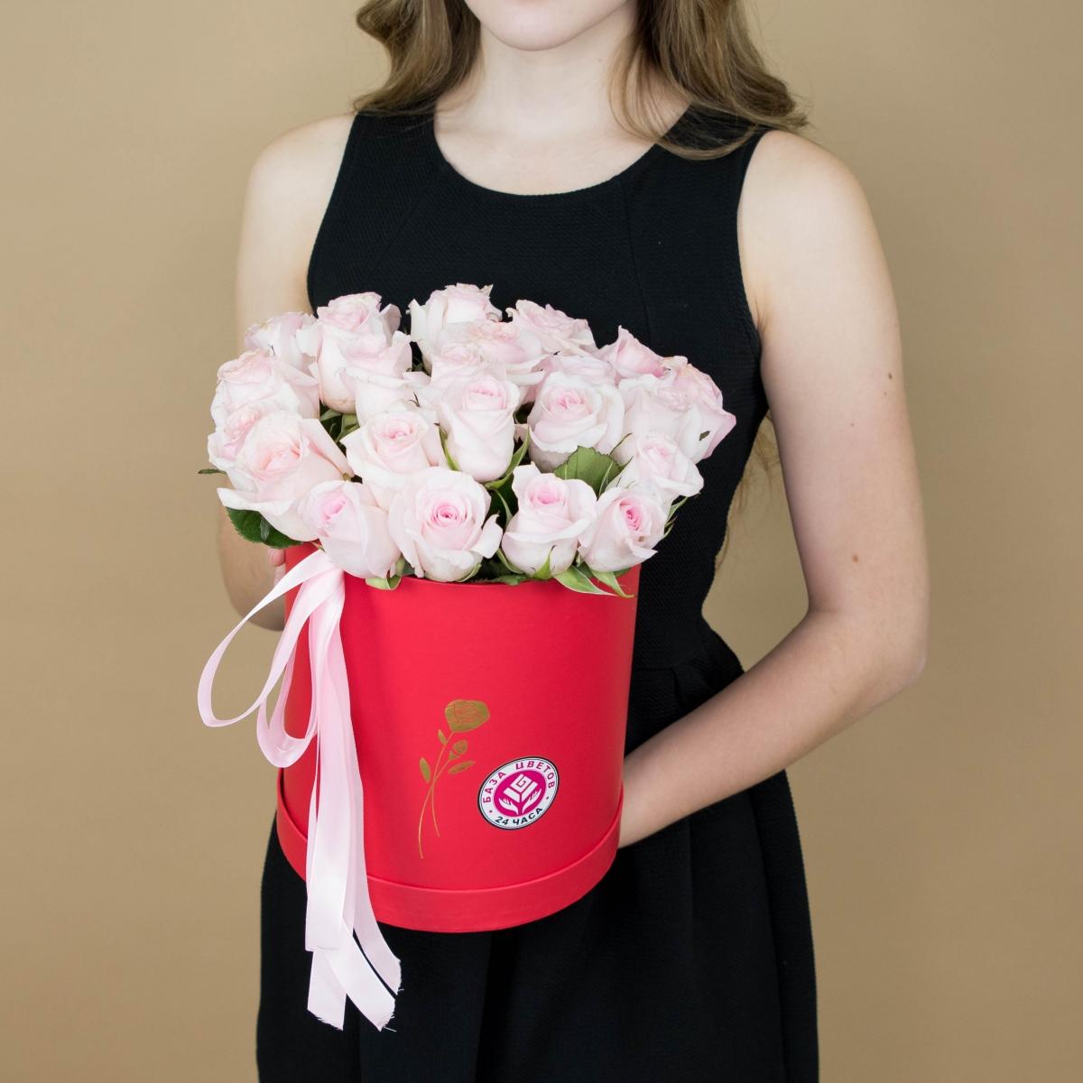 Розы розовые в шляпной коробке (код товара: 1920)