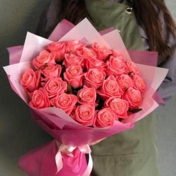 Розовые розы 50 см 25 шт. (Россия) [код  325600]