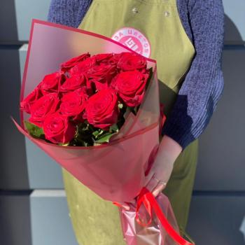 Красные розы 60 см 15 шт. (Россия) [код товара - 325920]