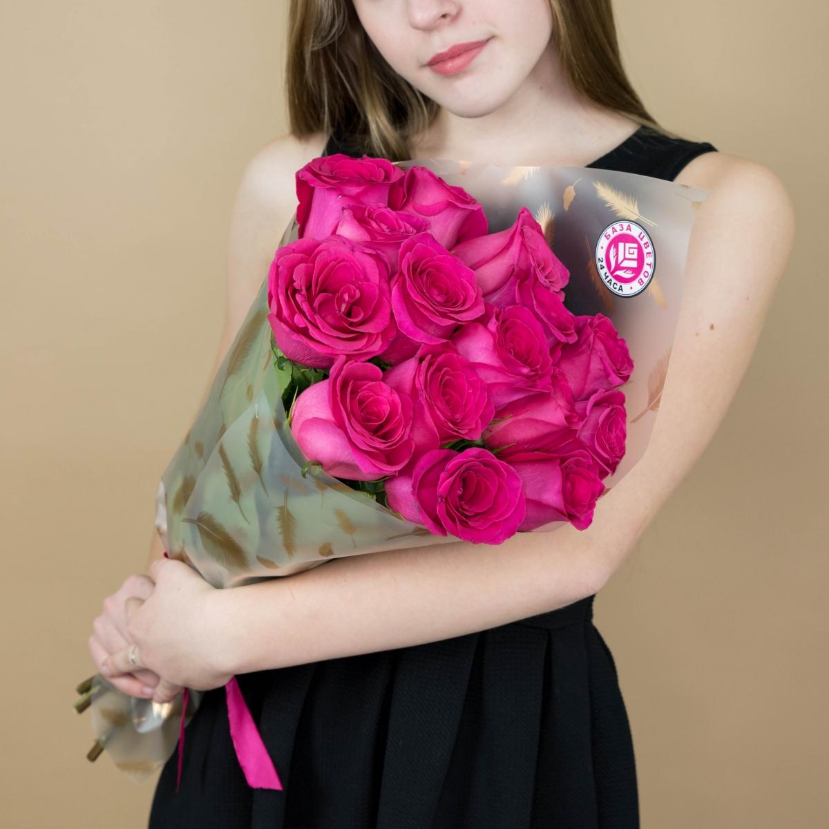 Букет из розовых роз 15 шт 40 см (Эквадор) код  85760