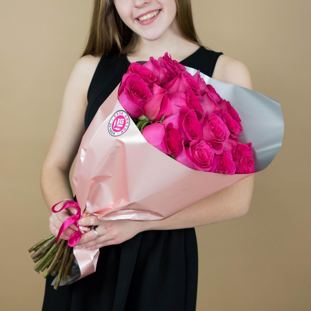 Букет из розовых роз 21 шт. (40 см) №: 85920