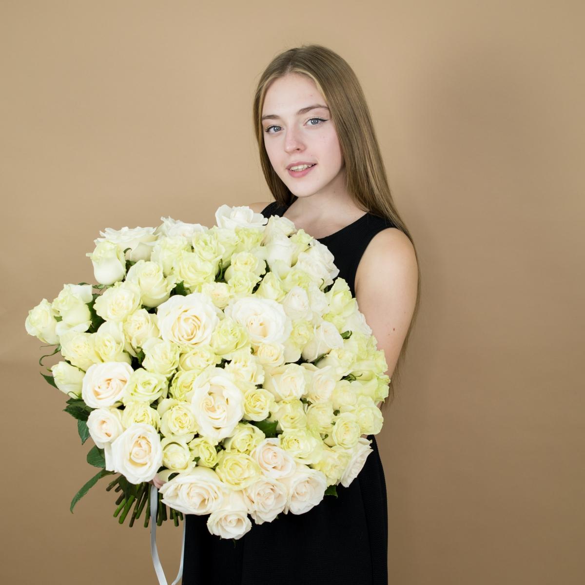 Букет из белых роз 101 шт 40 см (Эквадор) код  88800