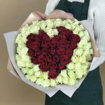 Букет 101 роза (Кения) в виде Сердца код товара: 112320